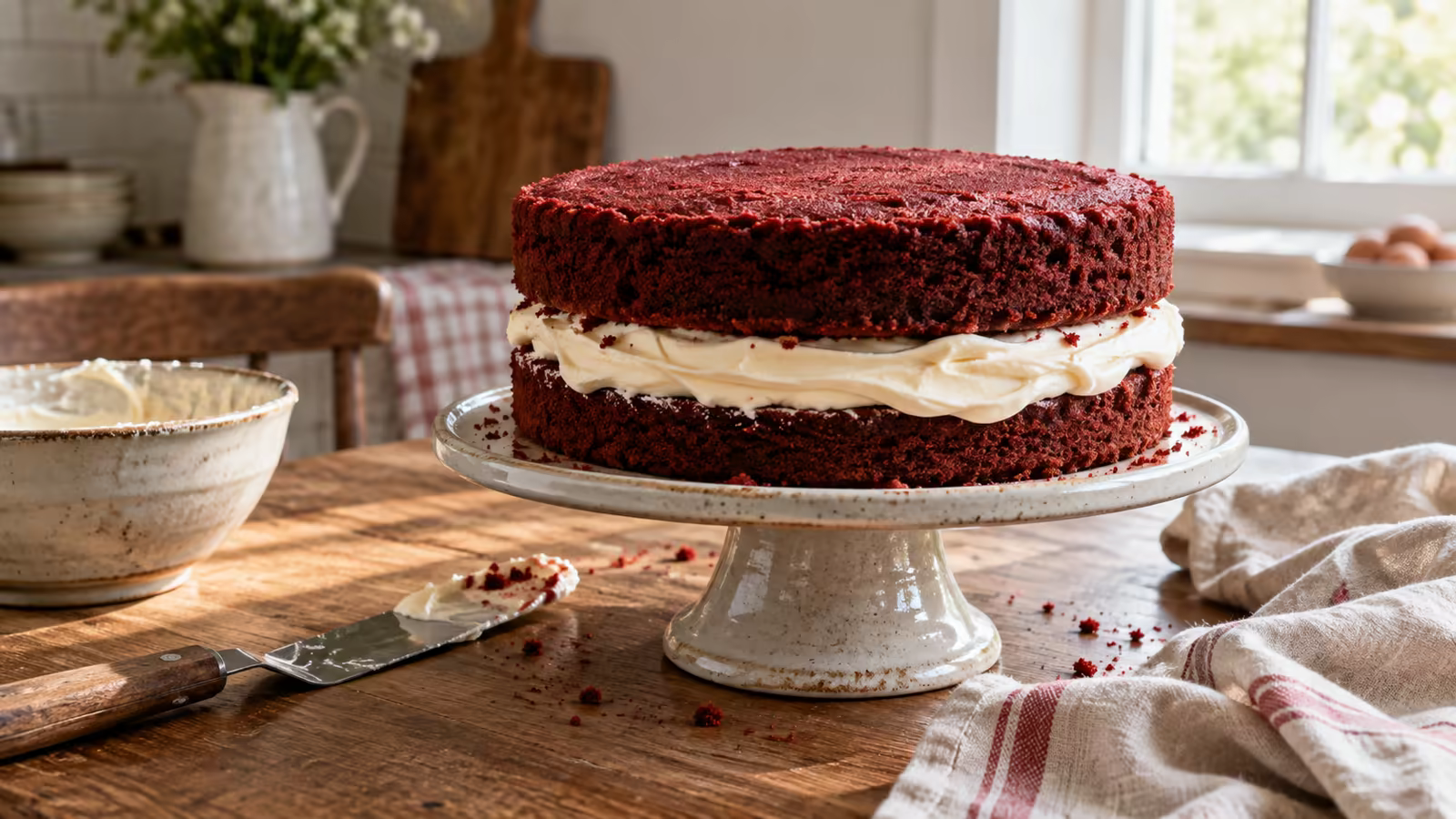 Capas de pastel red velvet
