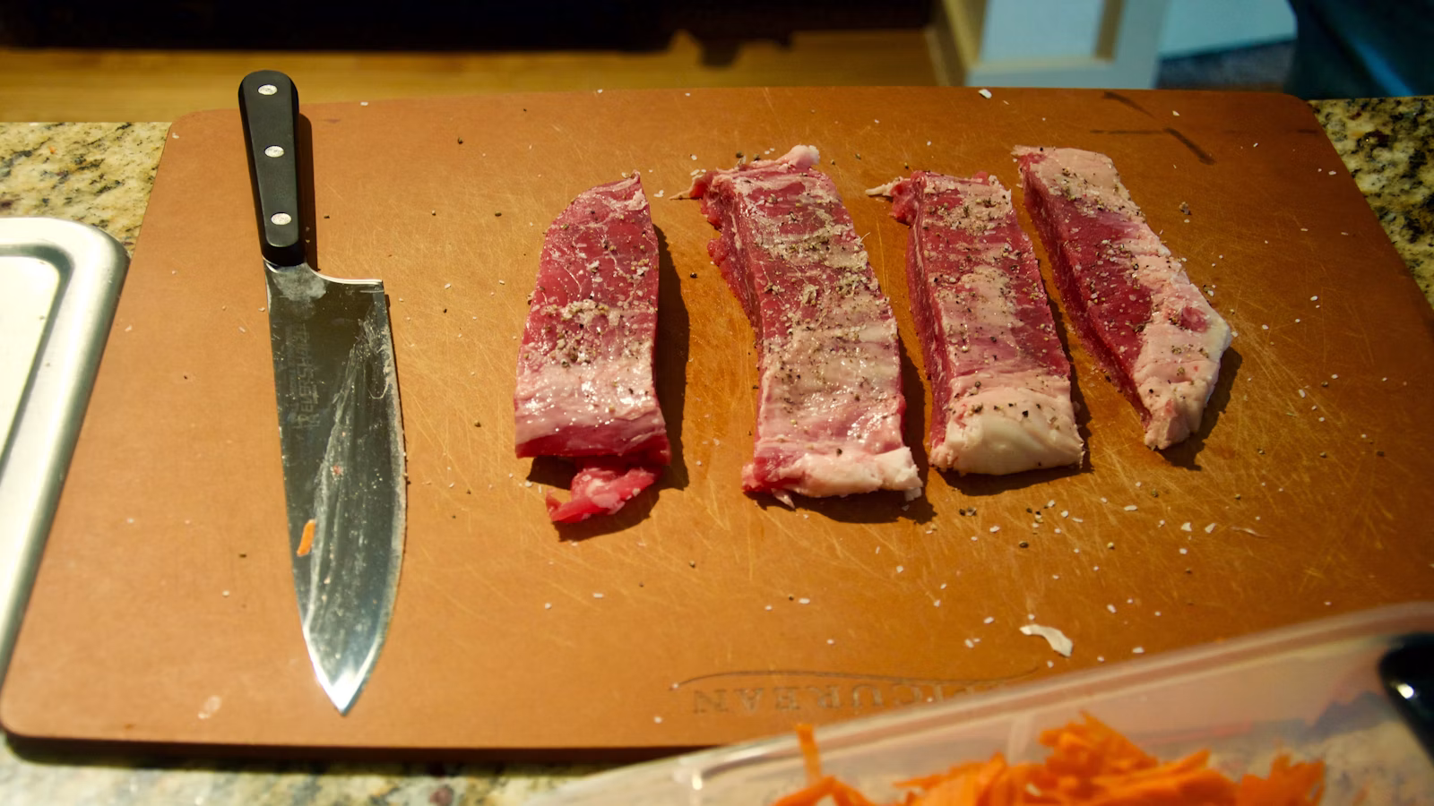 Carne asada rebanada para tacos