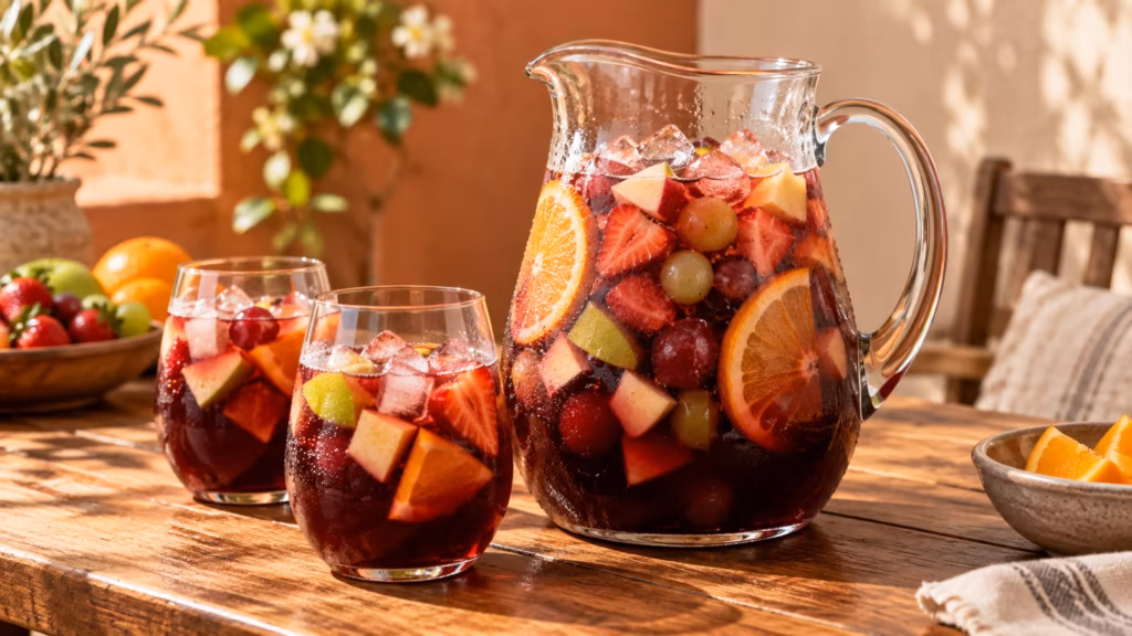 Clericot con frutas y vino tinto