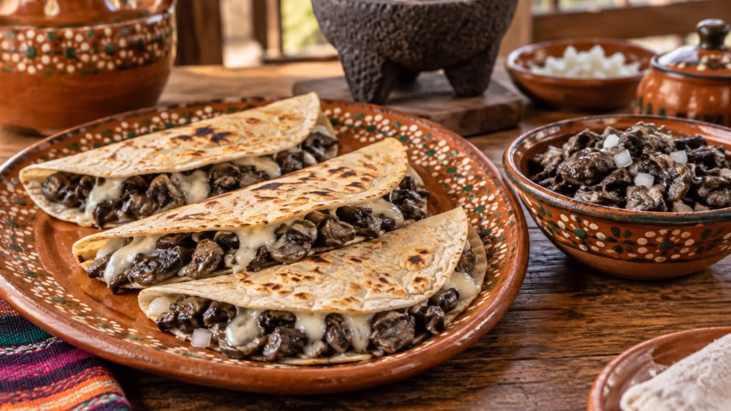 Huitlacoche en quesadillas mexicanas