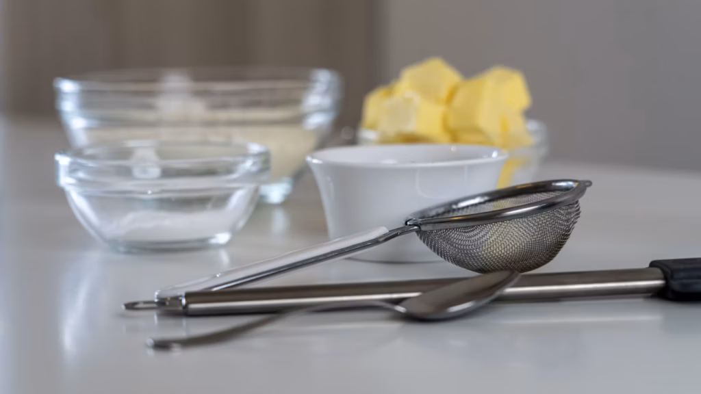 Ingredientes y utensilios para preparar una masa