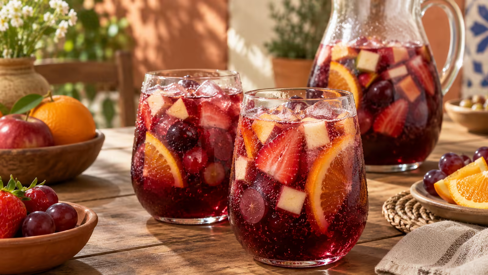 Vasos de clericot con fruta